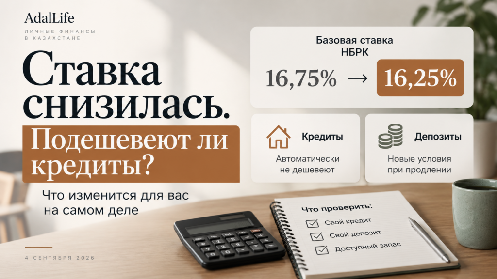 Базовая ставка Нацбанка Казахстана снизилась с 16,75% до 16,25% — что изменится для кредитов и депозитов
