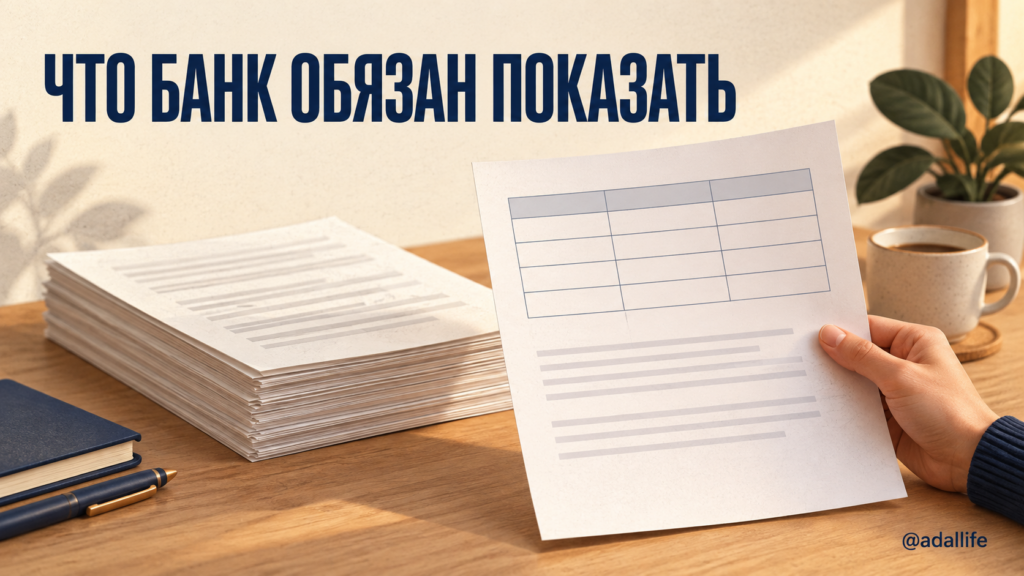 Первая страница документа при открытии вклада с таблицей ключевых условий.