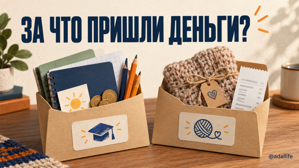 Два вида поступлений на карту: общие деньги на школьные нужды и оплата выполненной работы.